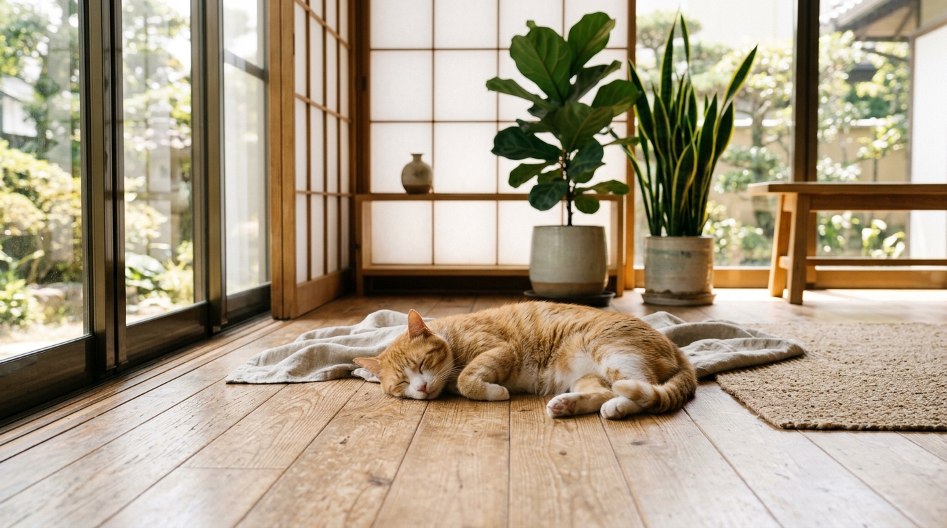 健康に心地よく眠る猫